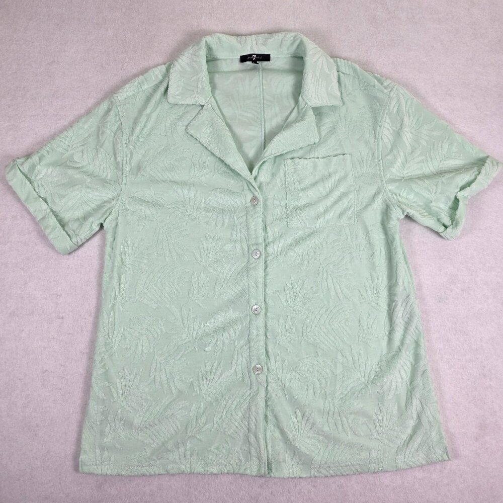 7 For All Mankind Mint Textured Camp Shirt Women's M‎ - Picture 2 of 8